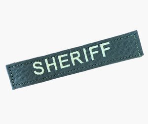 1" Sheriff Name Tape Ranger Green and Gold with hook sewn on back