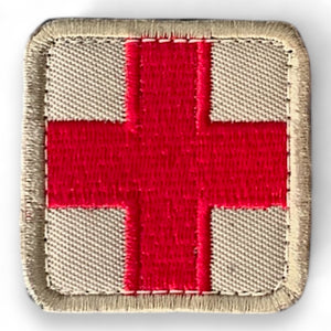 2x2 Embroidered Coyote Tan Red Cross Patch