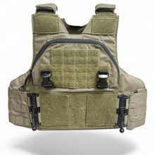 Load image into Gallery viewer, Ranger Green tactical vest with multiple pockets and straps on a white background