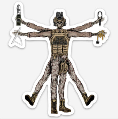 Heavily Suppressed Vitruvian Artilleryman Sticker