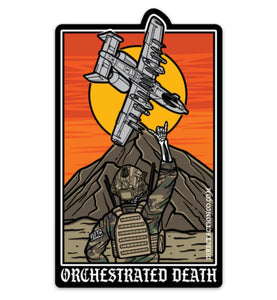 "ORCHESTRATED DEATH" 5IN STICKER